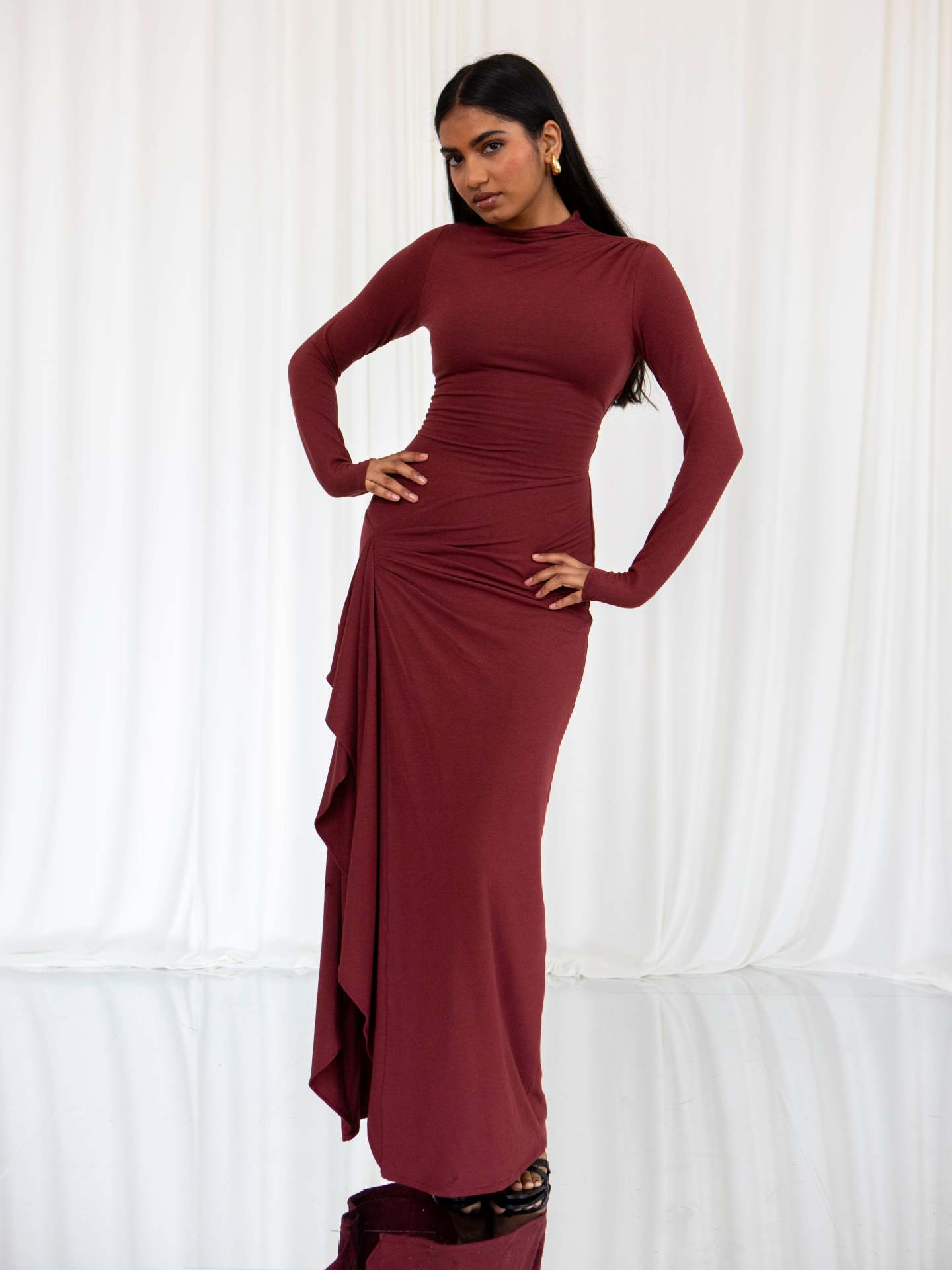 Indie™ | Draped Slit Maxi Dress